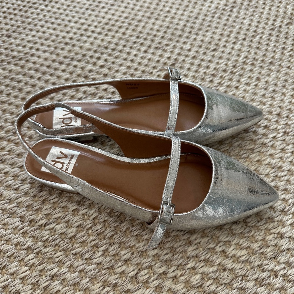 Dolce Vita Metallic Silver Slingback Flats